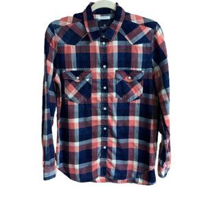 American Eagle Small Button Down Long Sleeve Women's Cotton Distressed Shirt EUC